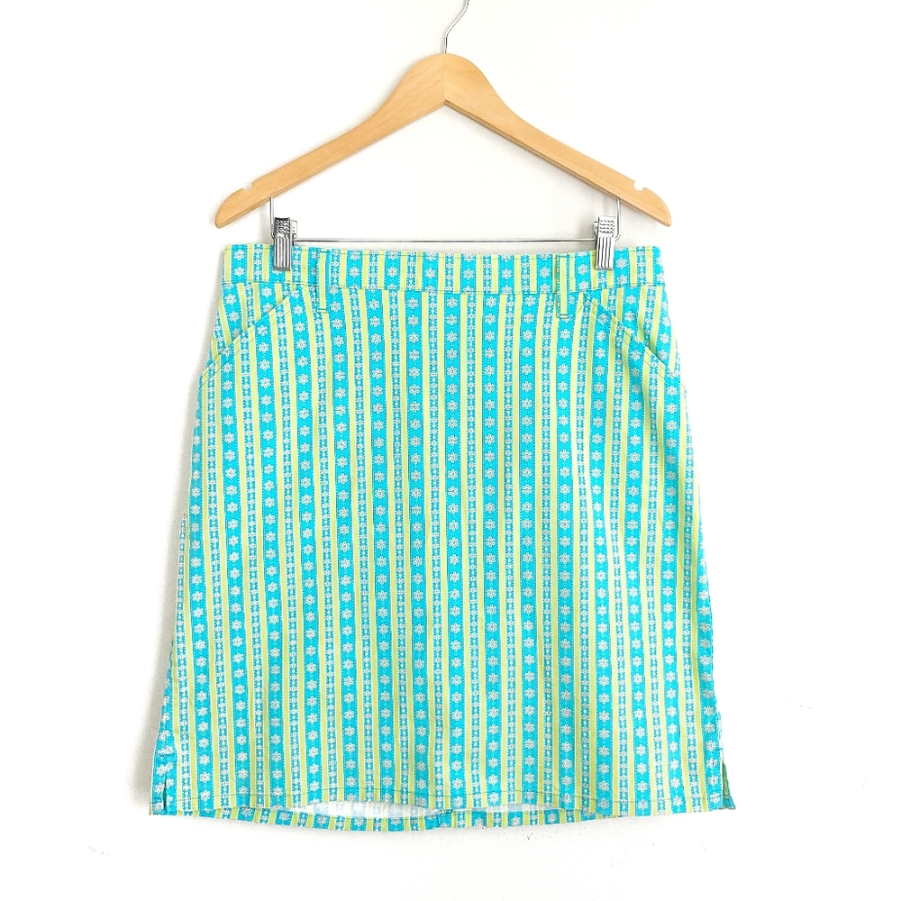 Vintage 70s Ditsy Floral Neon Mini Skirt